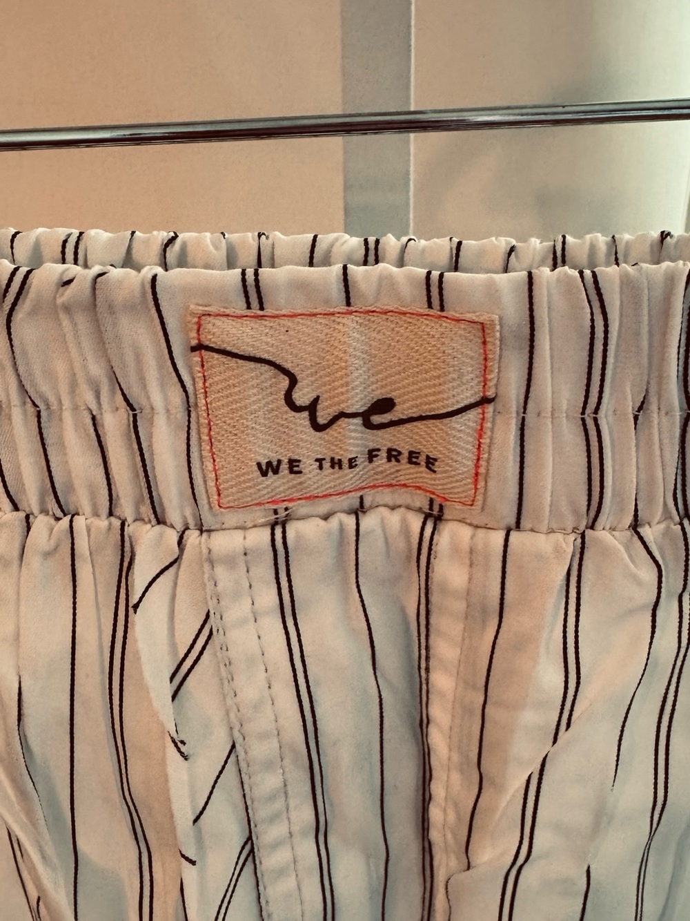 We The Free White Shorts with Navy Pinstripes